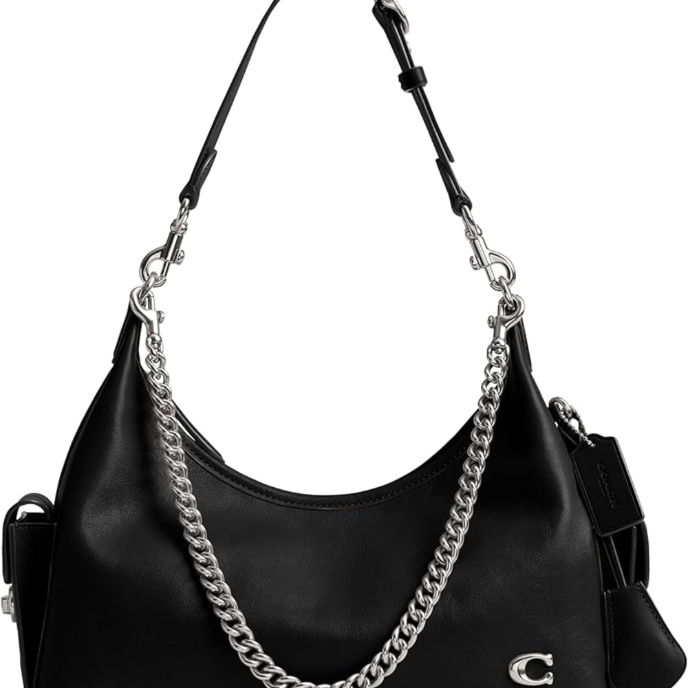 Coach Black Shoulder Bag with Silver Chain